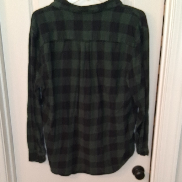 St. John's Bay Green and Black Checkered Shirt - Picture 4 of 4